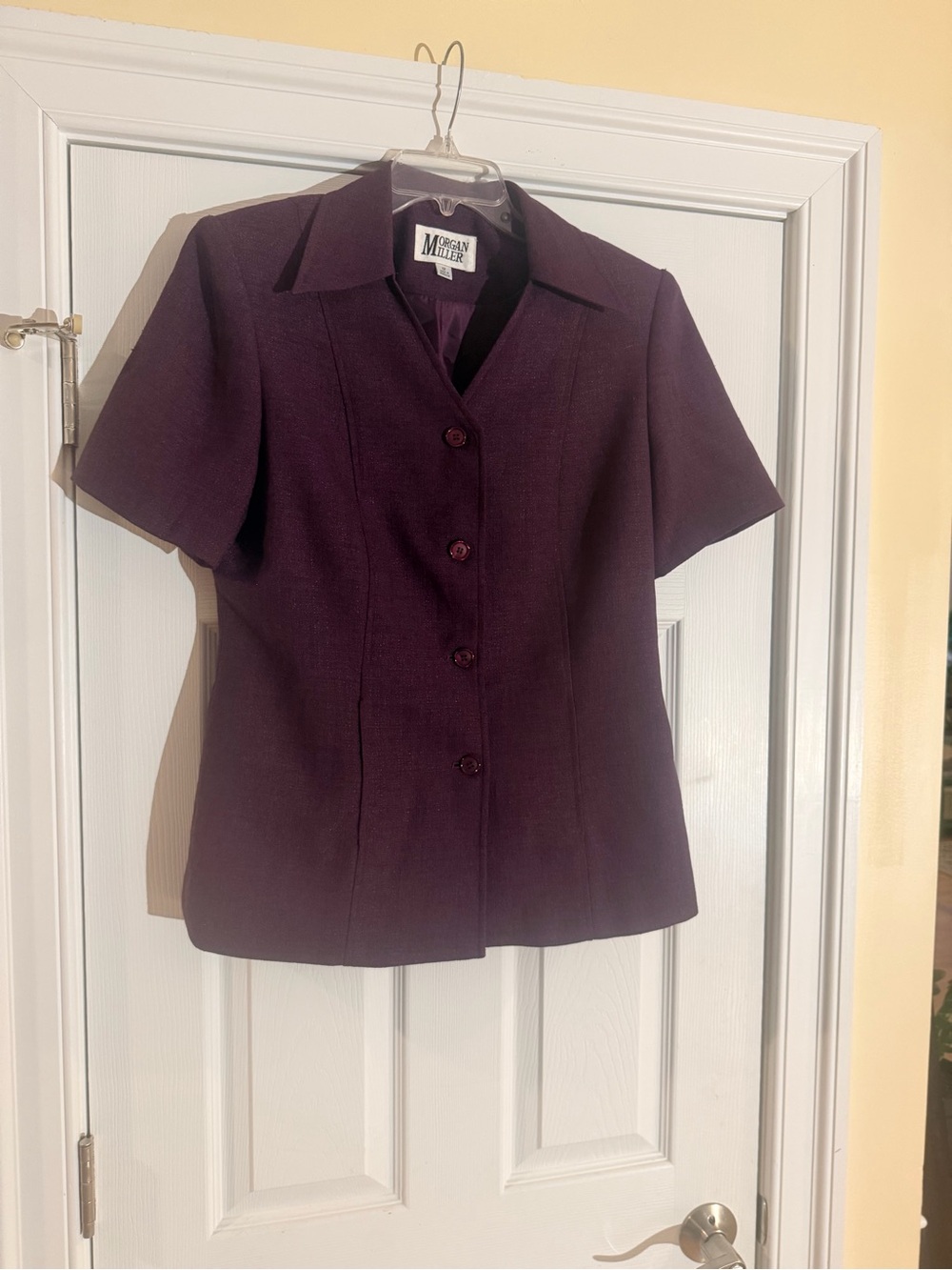 Ladies Size 12 "Morgan Miller" Short-Sleeve Plum Blazer GUC